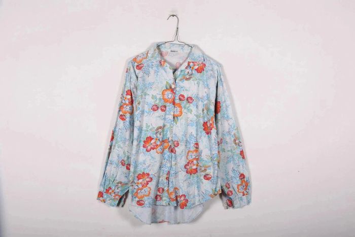Chemise vintage 80-90's en coton motif fleuri (#250017)