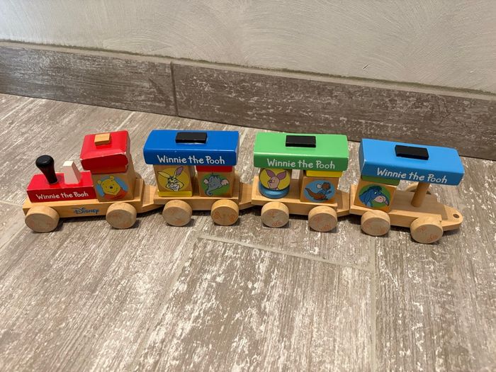 Lot train Winnie l’ourson et voitures en bois - photo numéro 5