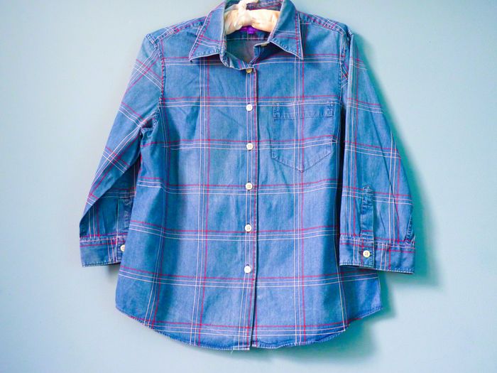 Chemise Femme Arrow M 38 carreaux bleu TBE manches 3/4