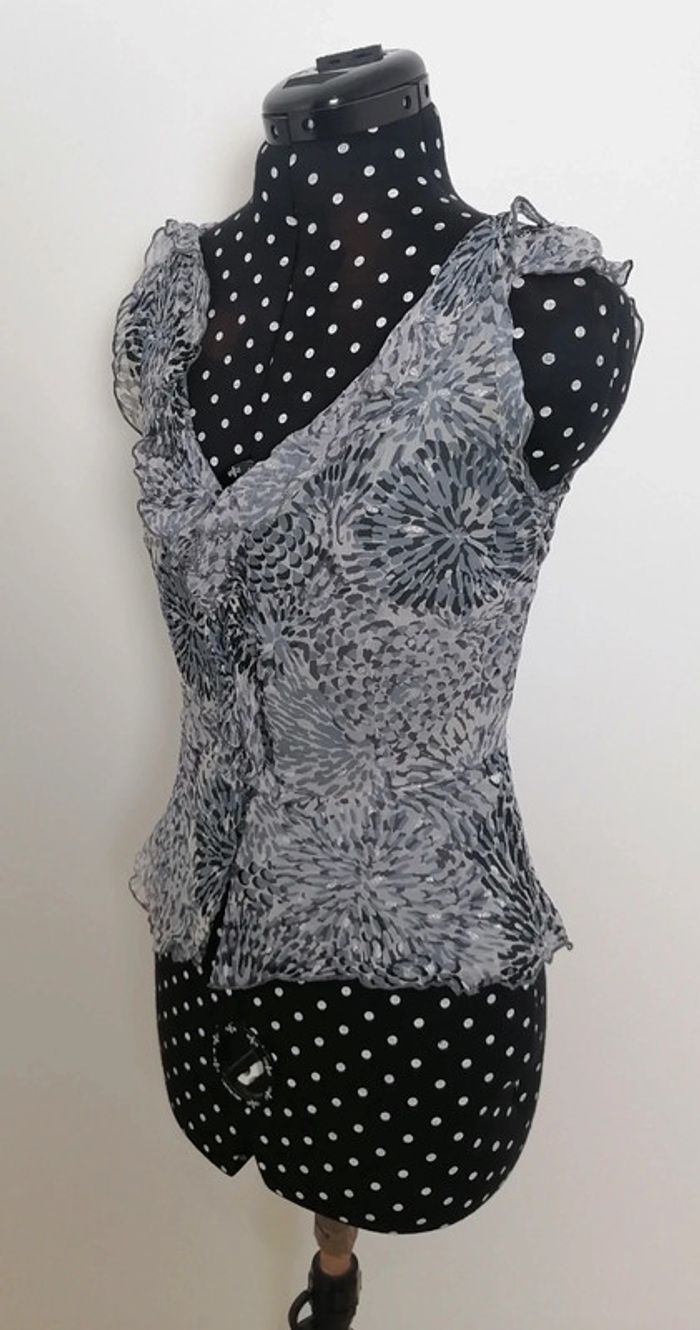 Chemisier / top en soie gris Taille S 1.2.3 - photo numéro 7