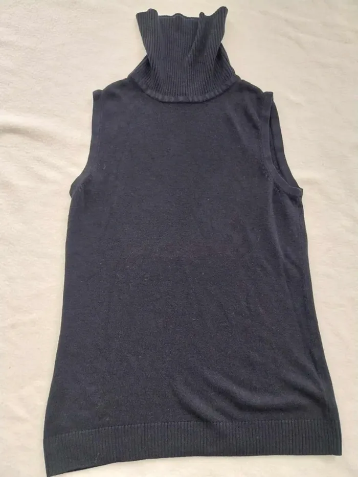 Pull noir sans mache col roule T38 - photo numéro 2