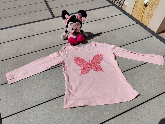 Tee shirt ml fille rose 18 mois