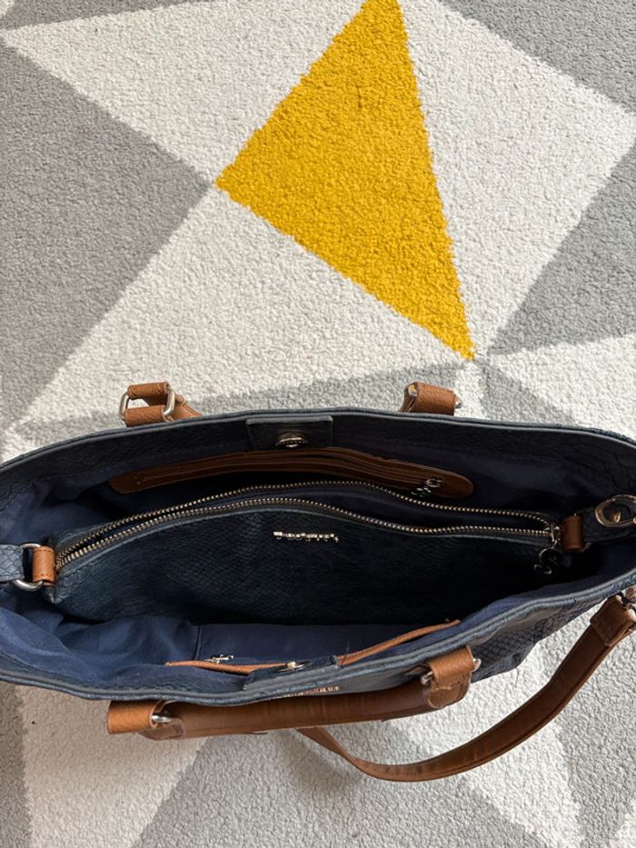 Sac à main Desigual | Bleu marine et marron | 39 X 24 cm - photo numéro 3