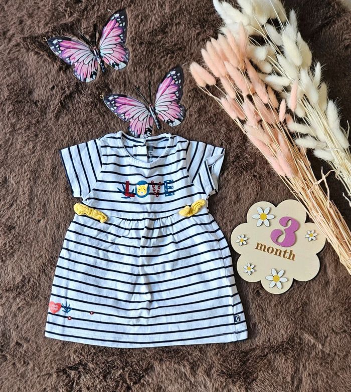 Robe marinière love 3 mois fille printemps été