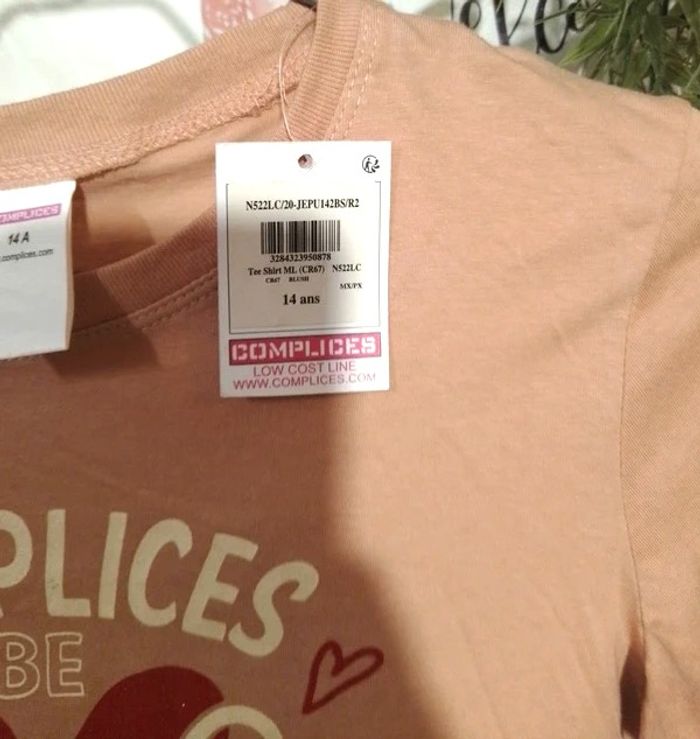 tee shirt taille 14 ans - complices - vieux rose - photo numéro 3