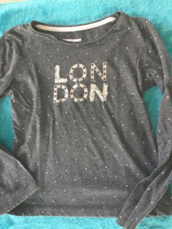 tee shirt manches longues in extenso gris 8 ans tbe