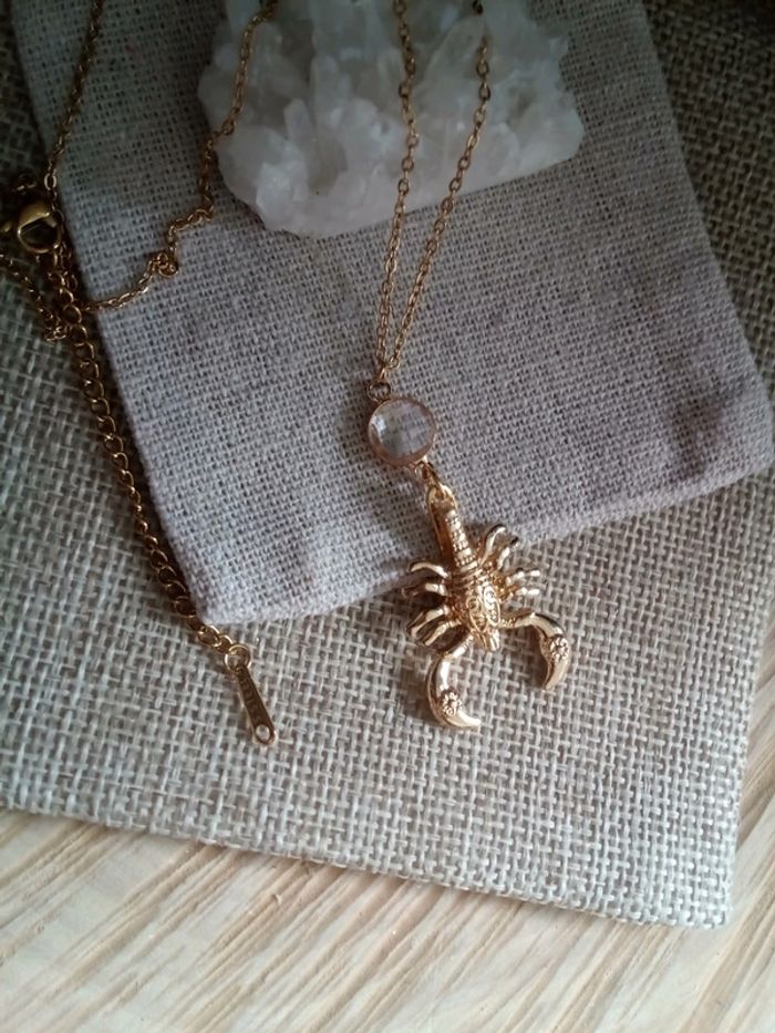 Collier scorpion avec connecteur en cristal de quartz - photo numéro 3