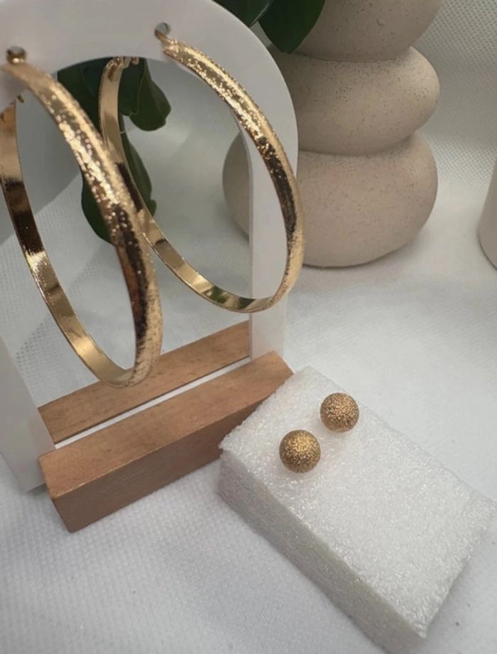 Lot boucle d'oreille creole et perle - photo numéro 4