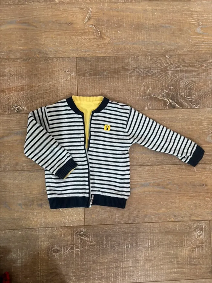 Gilet réversible rayé marine obaibi