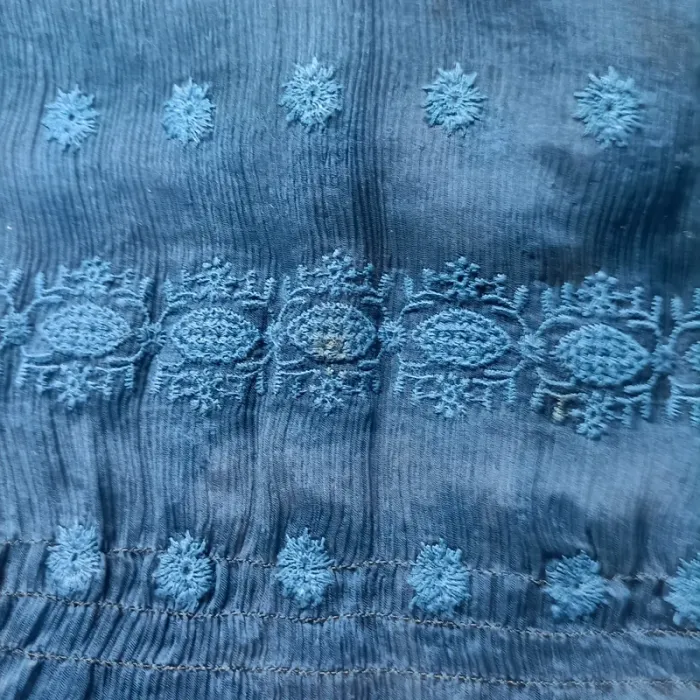 Blouse transparente bleue brodée en soie – Cacharel Paris T.38 A1159 - photo numéro 9