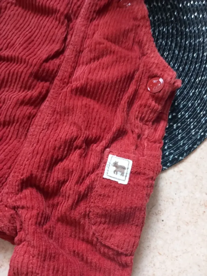Salopette velours rouge – In Extenso – 3 mois - photo numéro 2