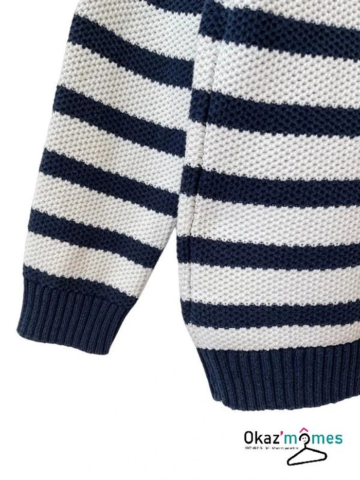 Pull rayé à grosse maille coton bleu marine et blanc - Orchestra 8 ans - photo numéro 7