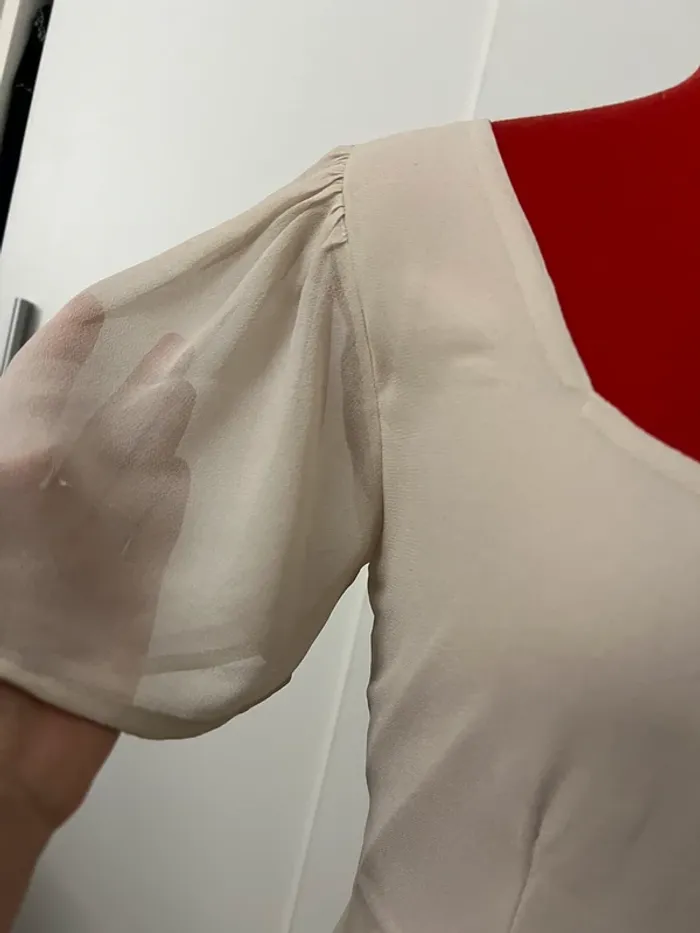 Robe voile beige encolure carrée Nly Eve - photo numéro 3