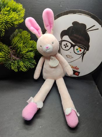 Peluche lapin Fais un voeu DC3395 lapin rose blanc gris Doudou Pantin Chausson