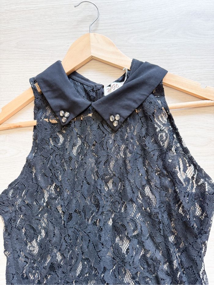 Top peplum noir en dentelle boutique indépendante taille 40 L - photo numéro 2