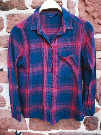 Chemise femmz à carreaux rouge et bleu Kiabi