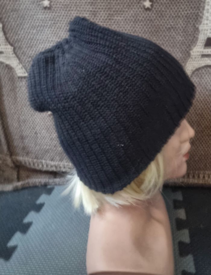 Bonnet noir style tricot mixte - photo numéro 3
