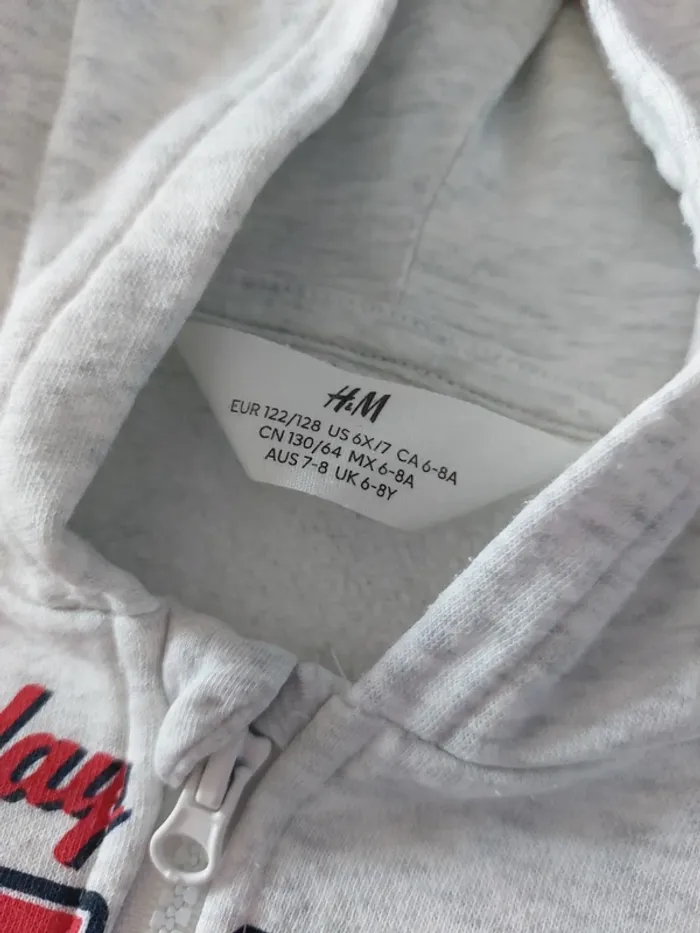 Sweat zippé à capuche gris clair 122/128 - photo numéro 4