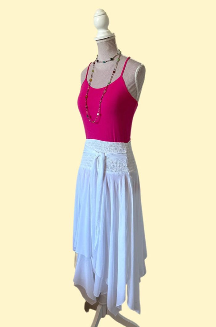 🌸🌿Jolie jupe blanche vintage bohème fairycore Y2K asymmetrical white flowy skirt🌿🌸 - photo numéro 4