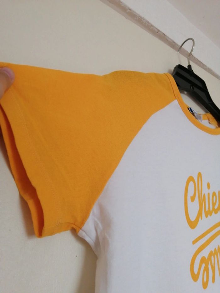 Tee shirt taille M couleur jaune moutarde et blanc de la marque Jenifer - photo numéro 5