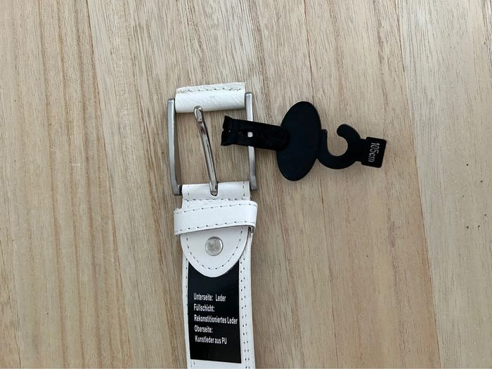 Ceinture en cuir blanc taille 15 cm - photo numéro 3