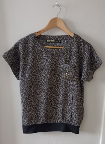 T-shirt léopard marron blousant & clous - Jen in Town (S)