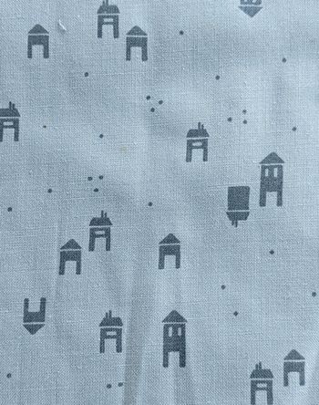 Coton enfant bleu motif maison