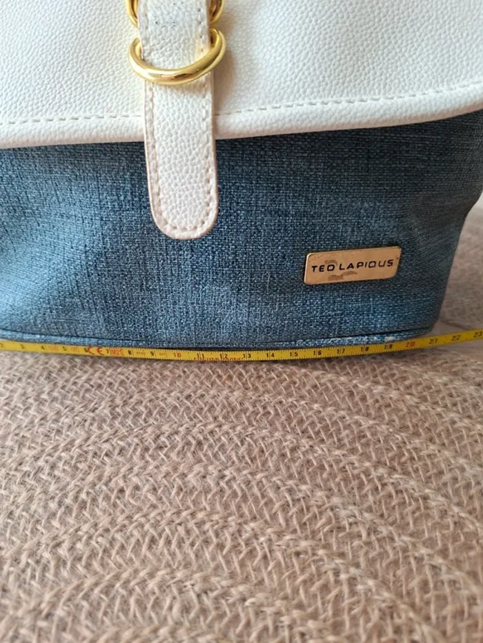 Sac bandoulière Ted Lapidus bleu/gris et blanc cassé - photo numéro 6