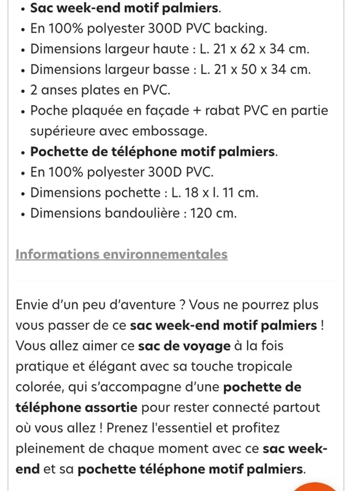 Sac palmiers becquet - photo numéro 3