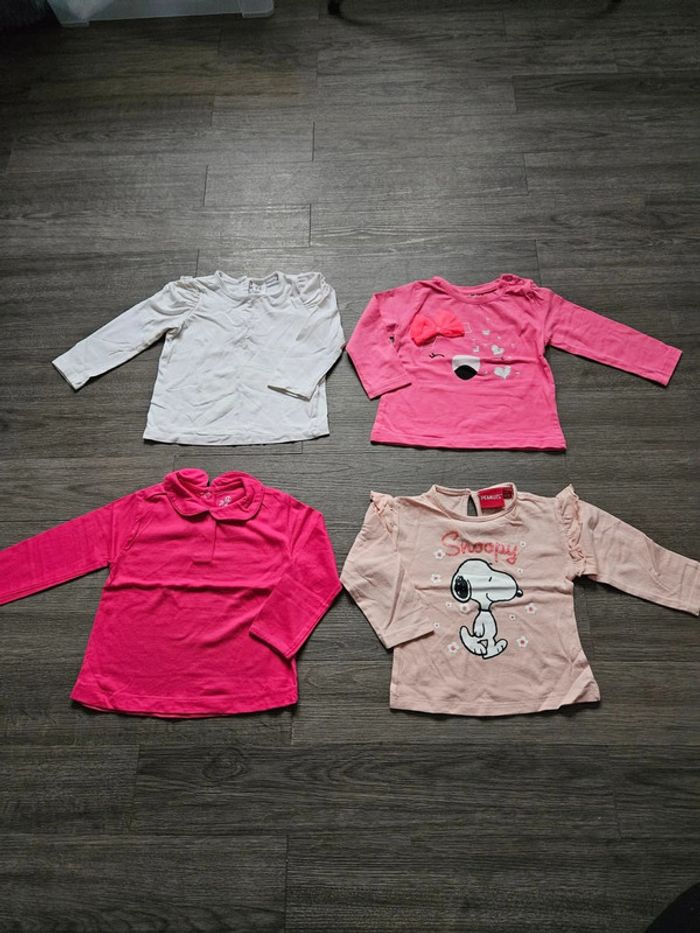 Lot de 4 tee-shirts manches longues fille taille 12 mois