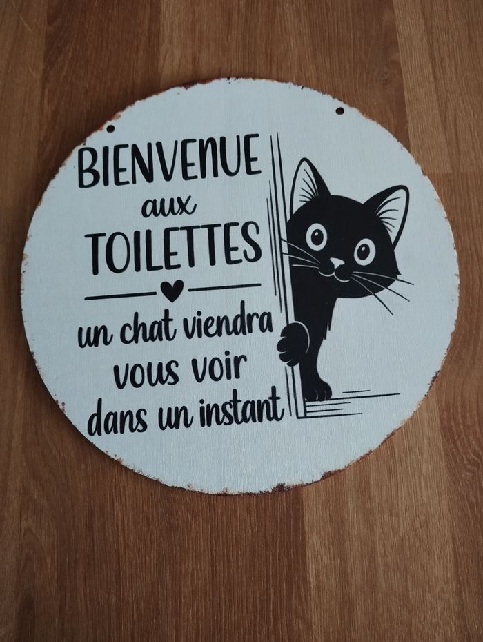 Plaque décorative chat wc