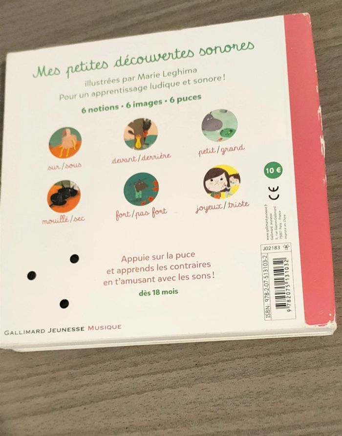 Livre sonore bébé j'apprends les contraires - photo numéro 2