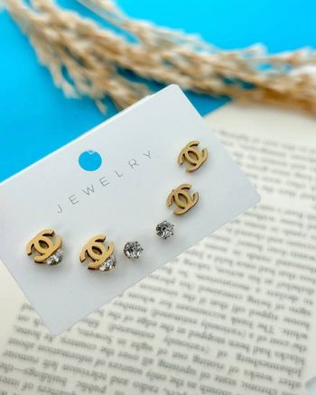 Magnifique lot 3 boucles d'oreilles en acier inoxydable
