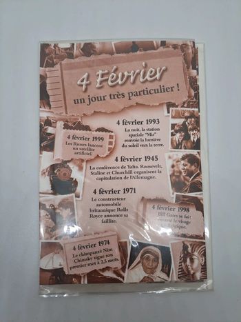 Carte postale avec son enveloppe.
11,5x17cm.
NEUVE.
4 février