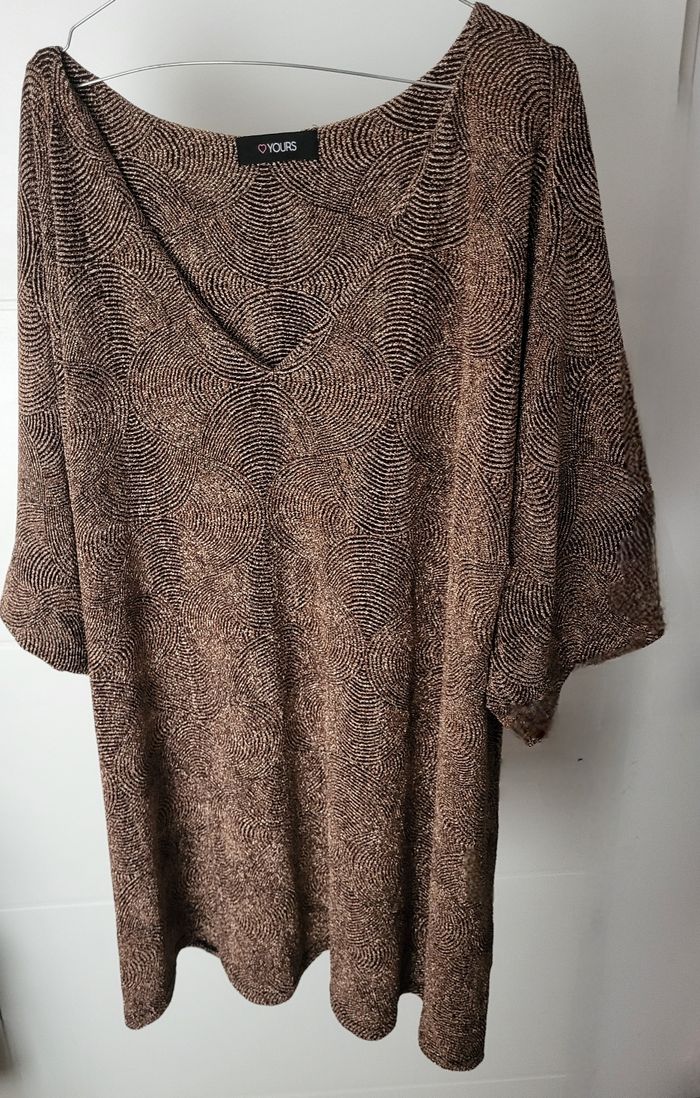 Magnifique tunique de fête dorée 54/56 Yours Clothing