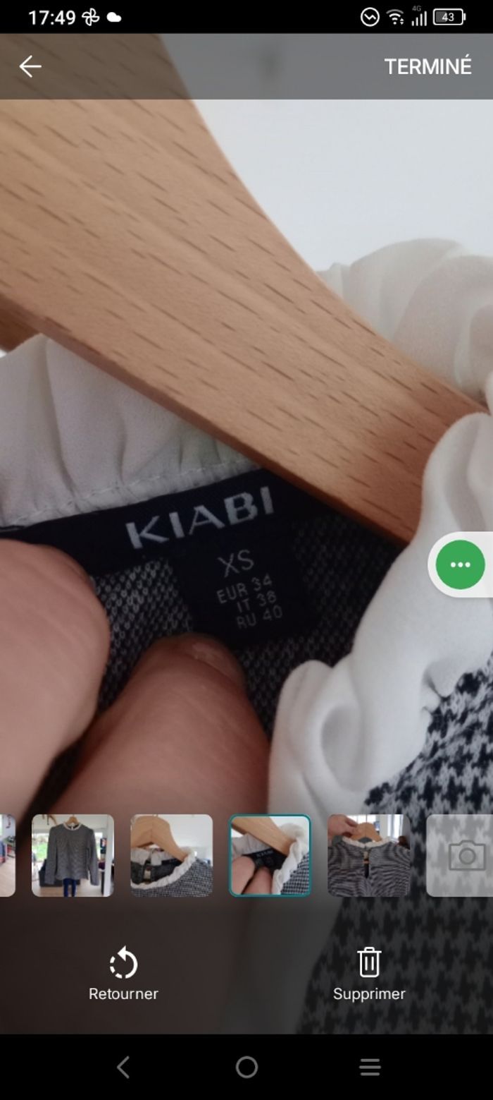 Aux femmes XS motif pied de poule col volanté c79 - photo numéro 8