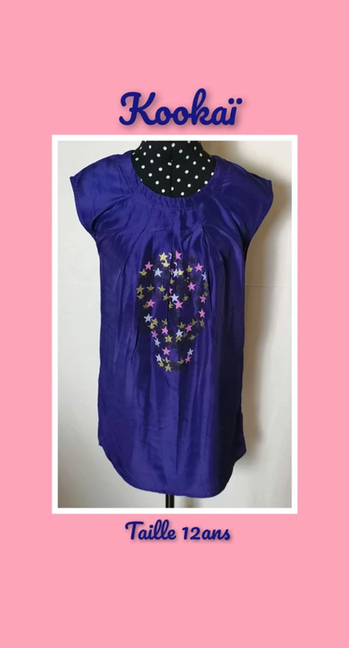 Robe courte ou tunique bleu roi tête de mort étoiles taille 12 ans Kookaï