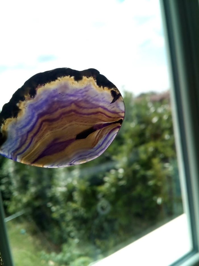 Collier pendentif en pierre naturelle d'agate violette - photo numéro 2