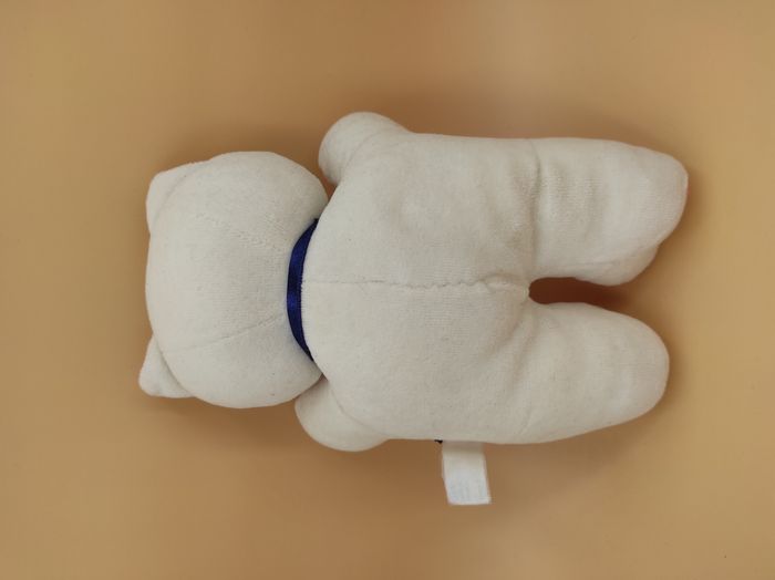 Doudou Chat Blanc Noeud Bleu Sucre d'Orge - photo numéro 2