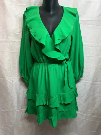 Robe combi short à volants verte Zara femme S