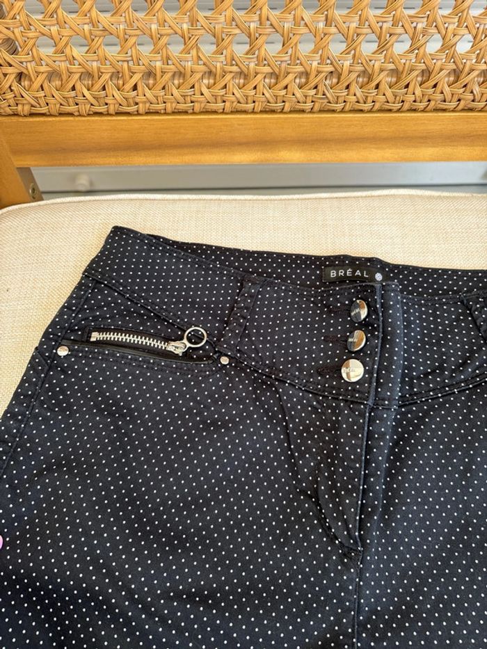pantalon noir à pois blancs Breal taille 38 neuf - photo numéro 2