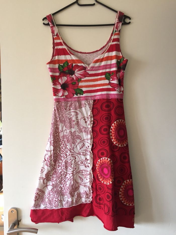 Robe rouge blanc Desigual Taille S