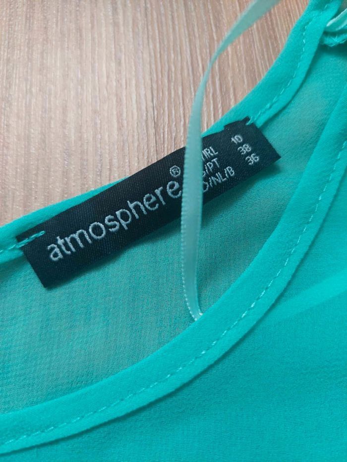 Blouse fluide et légère verte transparente Atmosphère T38 TBE 💚 - photo numéro 3