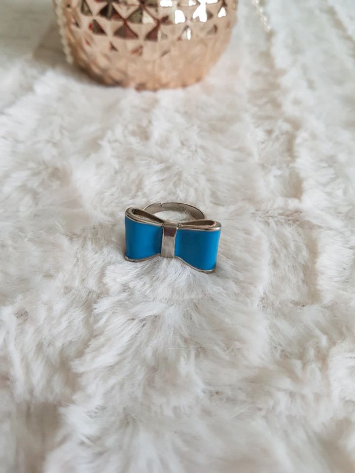 Bague noeud bleu ajustable - photo numéro 2