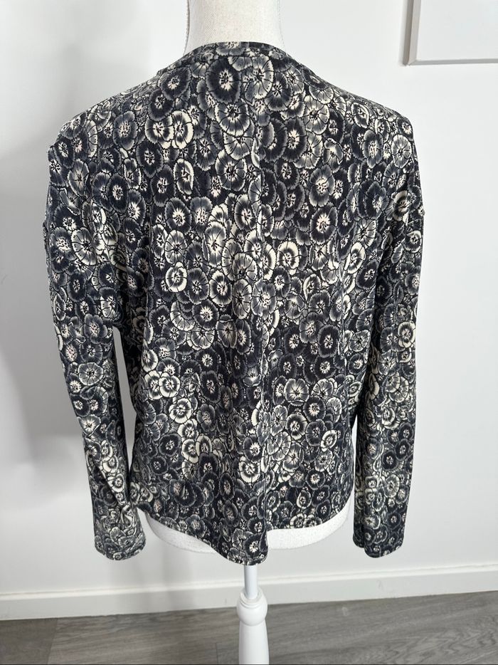 Pull à fleurs noir gris et crème T38 M - photo numéro 4