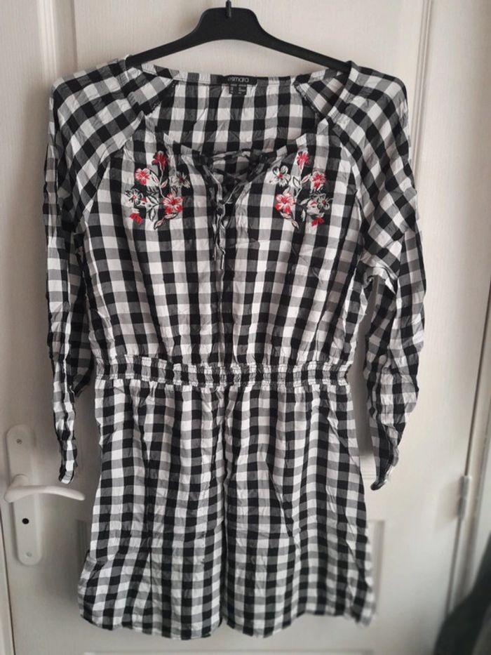 Tunique à carreaux noir et blanc
