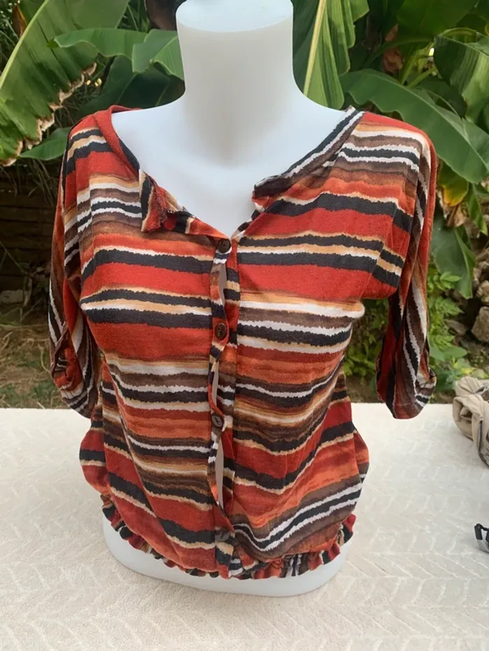 Blouse vintage manches 3/4 taille 36