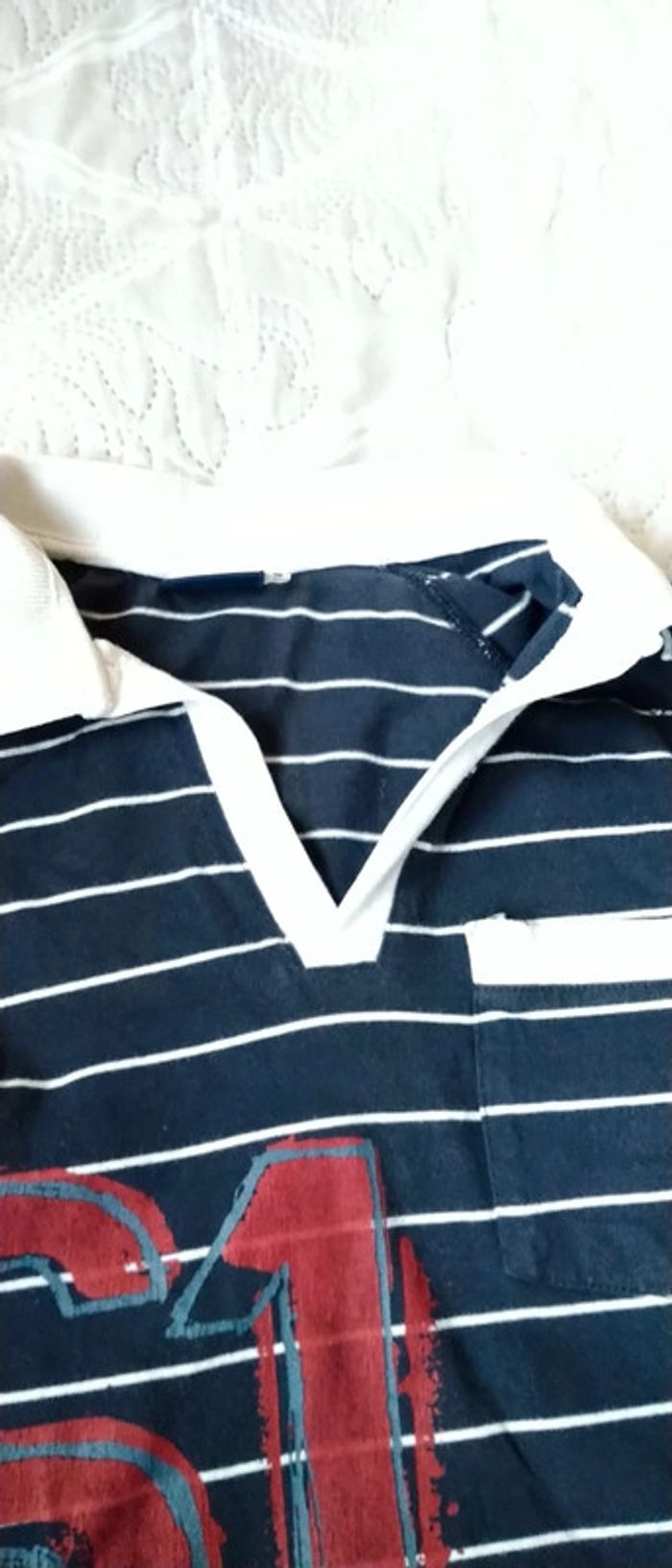 Polo effet 2 en 1 à rayures marine garçon 12 ans sergent major - photo numéro 9