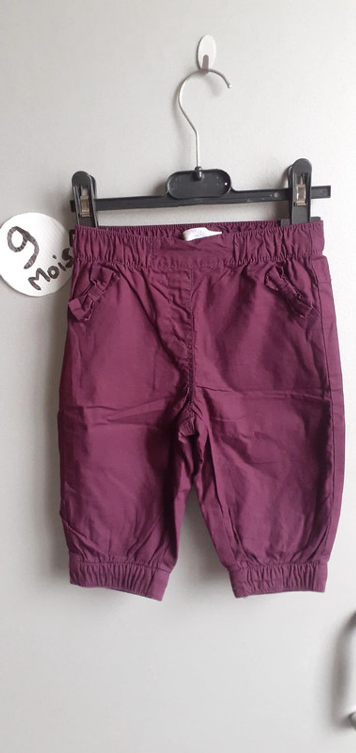 Pantalon violet taille élastique fille 9 mois