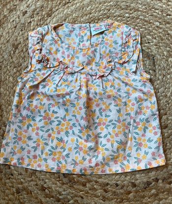 Chemisier fleuri, haut manche courte bébé fille 6 mois